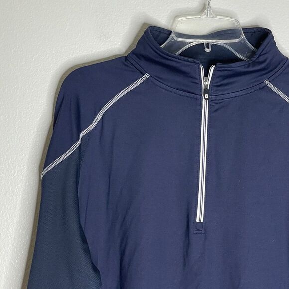 FootJoy Men’s Navy Tech Midlayer Quarter Zip Golf Pullover Size Large - Picture 2 of 13